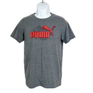 Puma Shirt Youth Extra Large Grey Red Graphic Short Sleeve Tee Active Youth